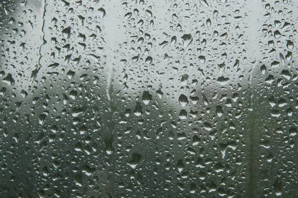 Ventana Con Grandes Gotas Lluvia Durante Fuerte Lluvia — Foto de Stock