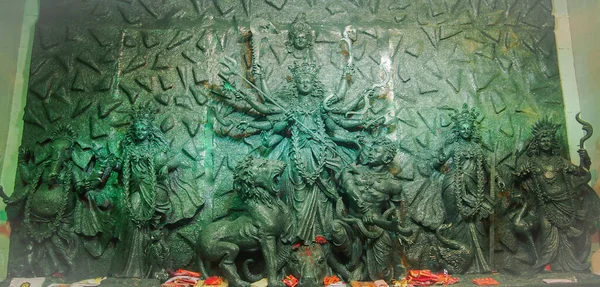 Ідол Індуїстської Богині Дурґи Чотирьох Дітей Дурга Пуджа Святкується Щорічно — стокове фото