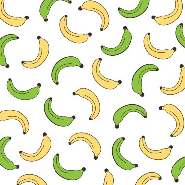  - RGB. Vektör muz deseni. Elle çizilmiş illüstrasyon. Poster, pankart, ambalaj kağıdı, ev dekorasyonu. Vektör Arkaplanı