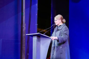 Belaya Tserkov, Ukrayna 08 Şubat 2019: Ukrayna Yulia Timoşenko cumhurbaşkanları aday performansını