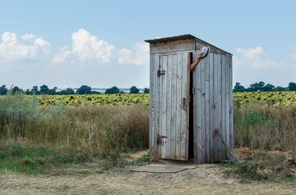 Old rural wooden toilet in the field — Stock Image Old rural wooden toilet in the field Stock Photo