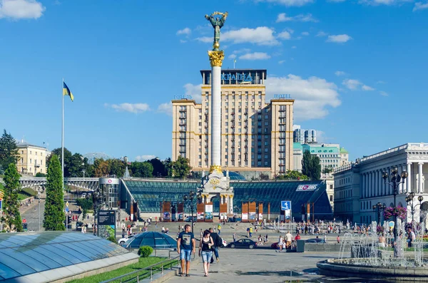 Kiev, Ukraine, 09 août 2018 Vue de la place de l'Indépendance Centre-ville de Kiev — Photo