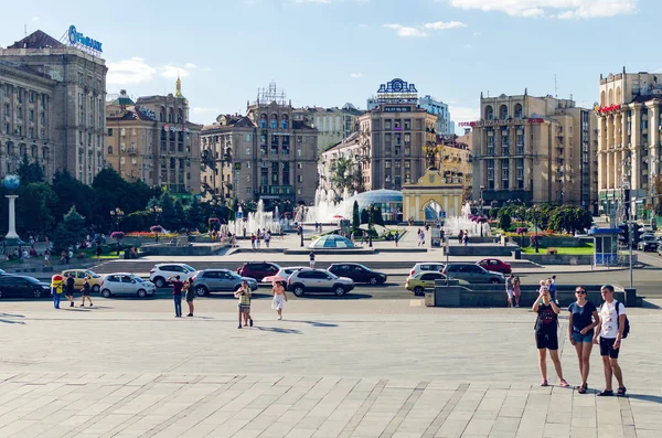 Kiev, Ucrania, 09 de agosto de 2018: Vista de la Plaza de la Independencia — Foto de Stock