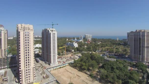 Timelapse Trabalho Guindastes Canteiro Obras — Vídeo de Stock