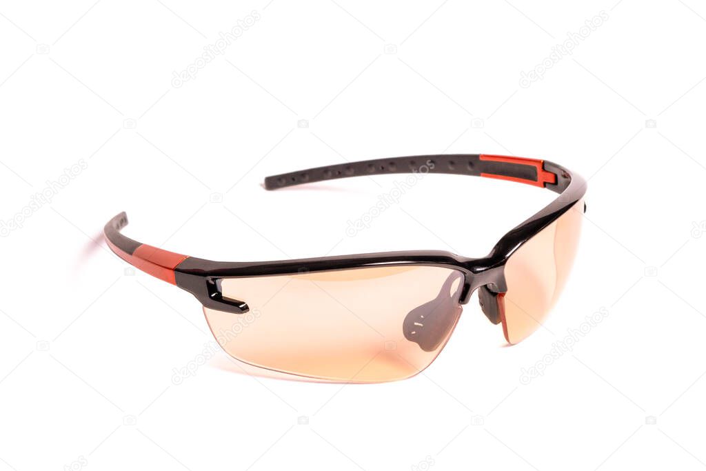 Safety glasses for athletes and workers, isolated on a white background.
