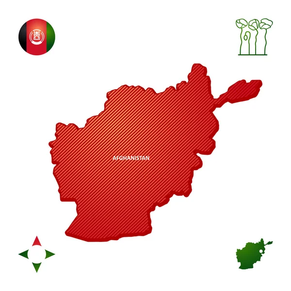 Carte Schématique Simple Afghanistan Avec Symboles Nationaux — Image vectorielle