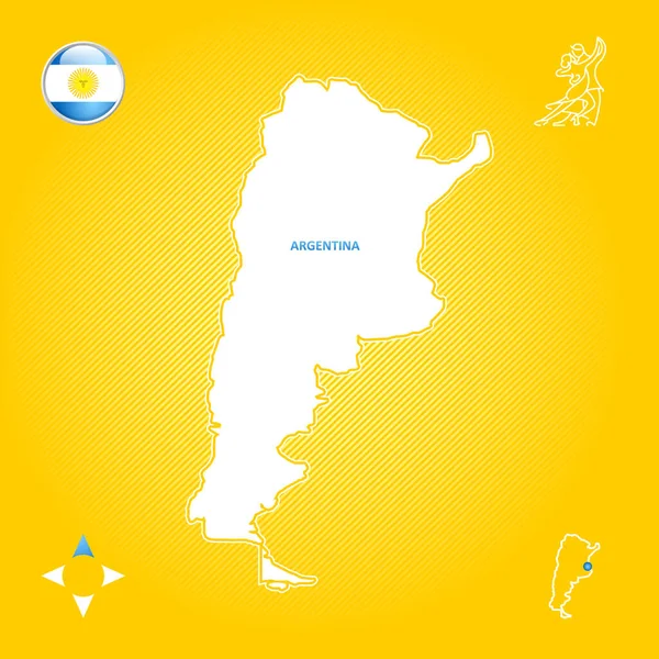 Prosta Mapa Argentyny Symbolami Narodowymi — Wektor stockowy