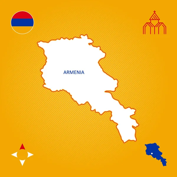 Prosta Mapa Armenii Symbolami Narodowymi — Wektor stockowy