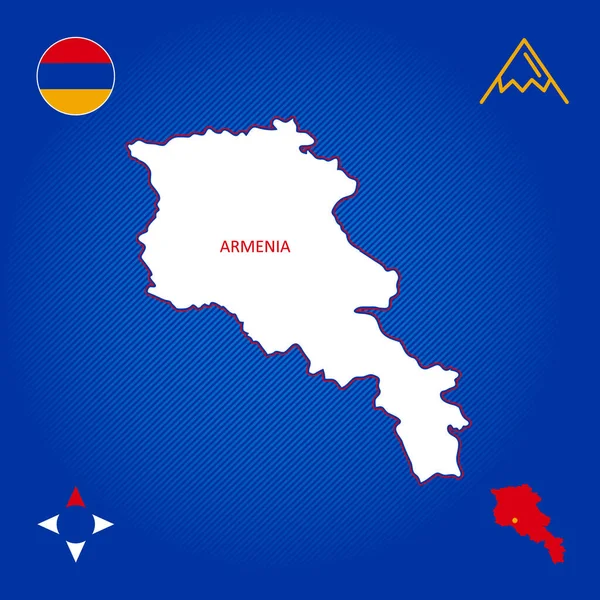 Prosta Mapa Armenii Symbolami Narodowymi — Wektor stockowy