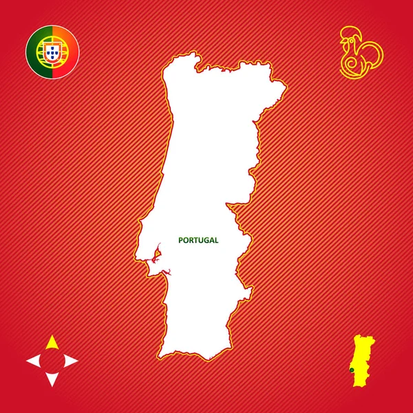 Απλός Χάρτης Περίγραμμα Της Πορτογαλίας Εθνικά Σύμβολα — Διανυσματικό Αρχείο