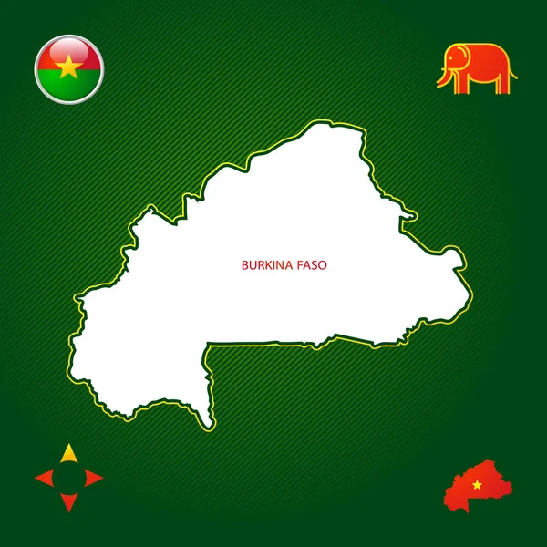 Peta Sederhana Burkina Faso Dengan Simbol Nasional - Stok Vektor
