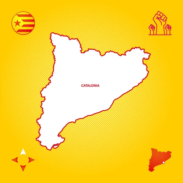 Простая Схема Каталонии Национальными Символами — стоковый вектор