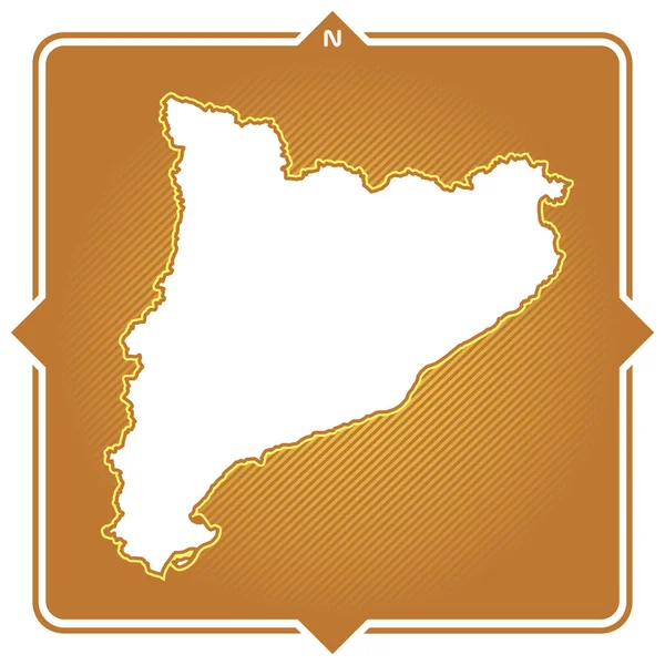 Απλός Χάρτης Περιγράμματος Της Καταλονίας Compas — Διανυσματικό Αρχείο