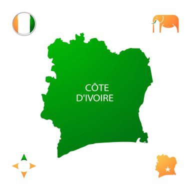 Ulusal Sembollü Cote d Ivoire 'nin basit özet haritası