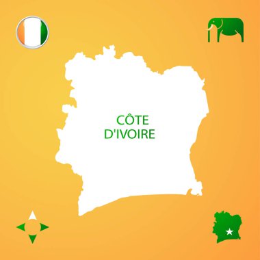 Ulusal Sembollü Cote d Ivoire 'nin basit özet haritası