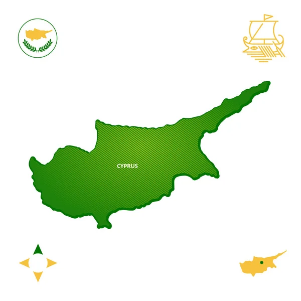 Eenvoudige Plattegrond Van Cyprus Met Nationale Symbolen — Stockvector