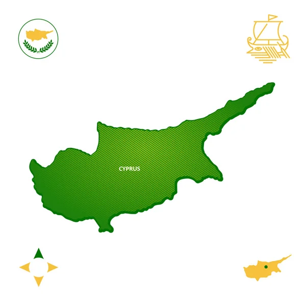 Semplice Mappa Ciprus Con Simboli Nazionali — Vettoriale Stock