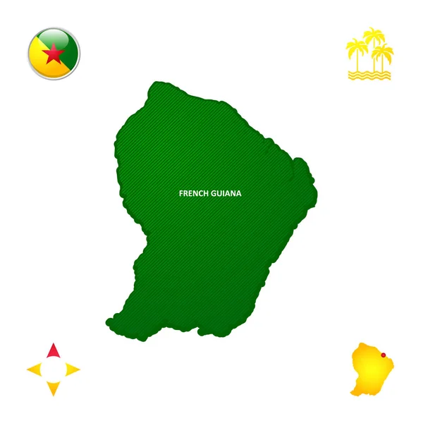 Carte Schématique Simple Guyane Avec Symboles Nationaux — Image vectorielle