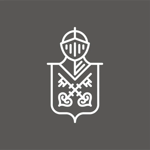 Διάνυσμα Κλασικό Εραλδικό Κλειδί Γραμμικό Λογότυπο Κεφάλι Ιππότη — Διανυσματικό Αρχείο