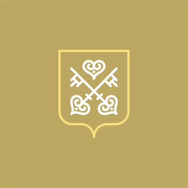 Vector Classic Heraldic Key Logo Background — Stock Vector