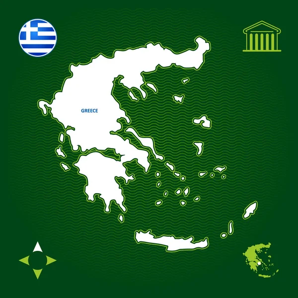 Простая Схема Греции Национальными Символами — стоковый вектор