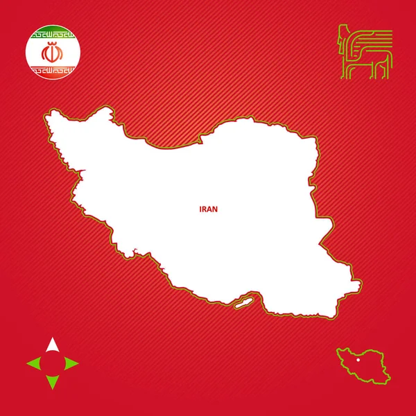 Carte Simple Des Contours Iran Avec Symboles Nationaux — Image vectorielle