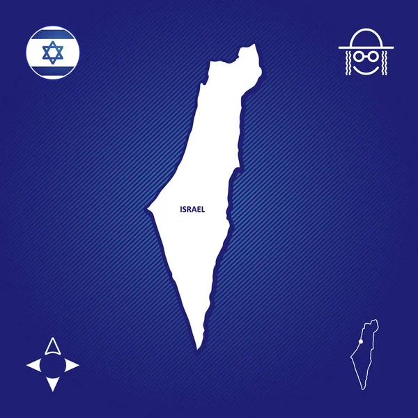 Απλός Χάρτης Περίγραμμα Του Israel Εθνικά Σύμβολα Royalty Free Εικονογραφήσεις Αρχείου