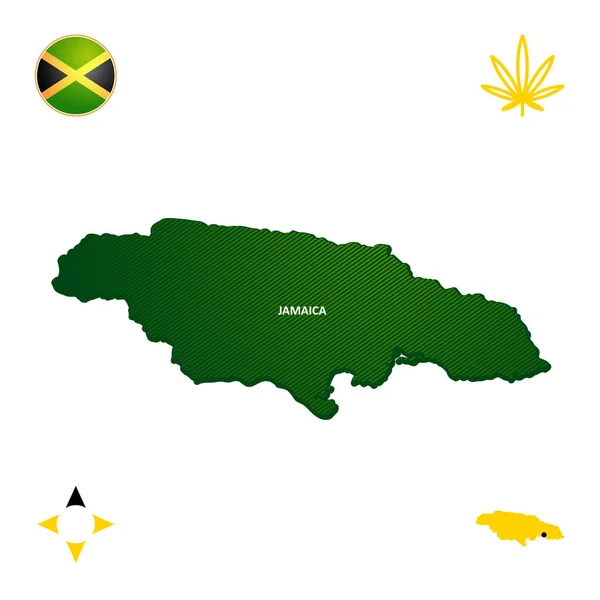 Eenvoudige Plattegrond Van Jamaica Met Nationale Symbolen — Stockvector