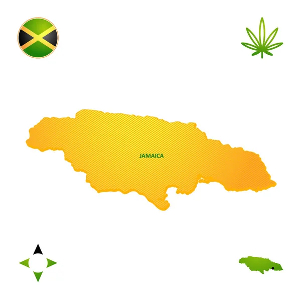 Enkel Översiktskarta Över Jamaica Med Nationella Symboler — Stock vektor