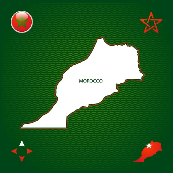 Simple Outline Map Morocco National Symbols — Stock Vector