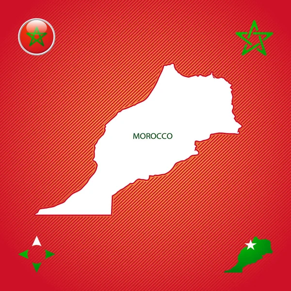 Mapa Simple Marruecos Con Símbolos Nacionales — Archivo Imágenes Vectoriales