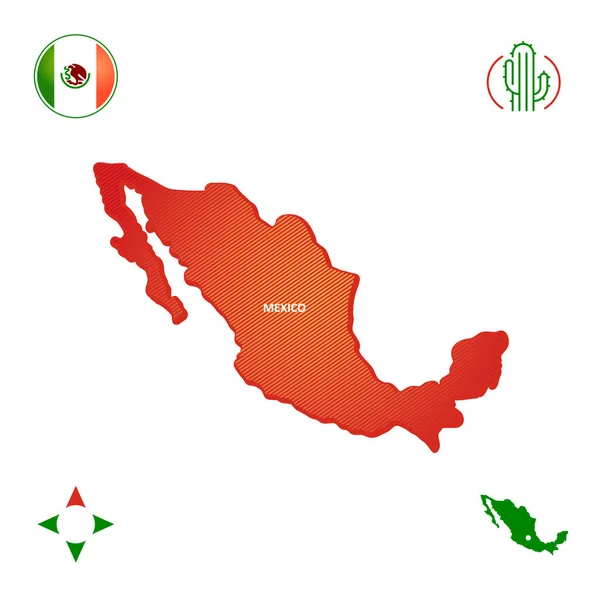 Mapa Esquemático Simple México Con Símbolos Nacionales — Vector de stock