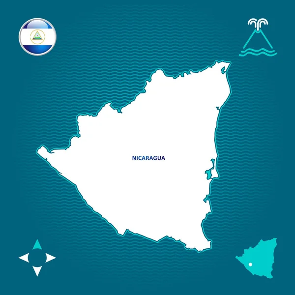 Prosta Mapa Nikaragui Symbolami Narodowymi — Wektor stockowy