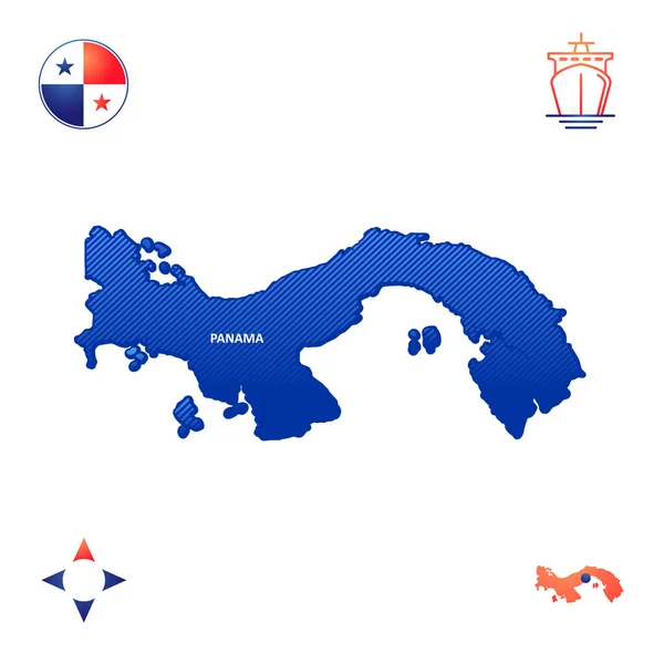 Απλός Χάρτης Περιγράμματος Του Παναμά Εθνικά Σύμβολα — Διανυσματικό Αρχείο