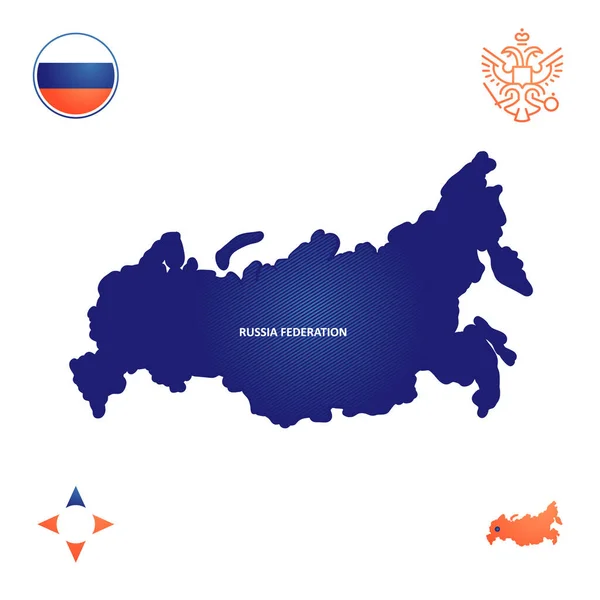 Simple Outline Map Russian Federation National Symbols — Stock Vector