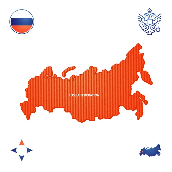 Simple Outline Map Russian Federation National Symbols — Stock Vector