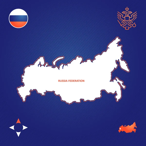 Simple Outline Map Russian Federation National Symbols — Stock Vector