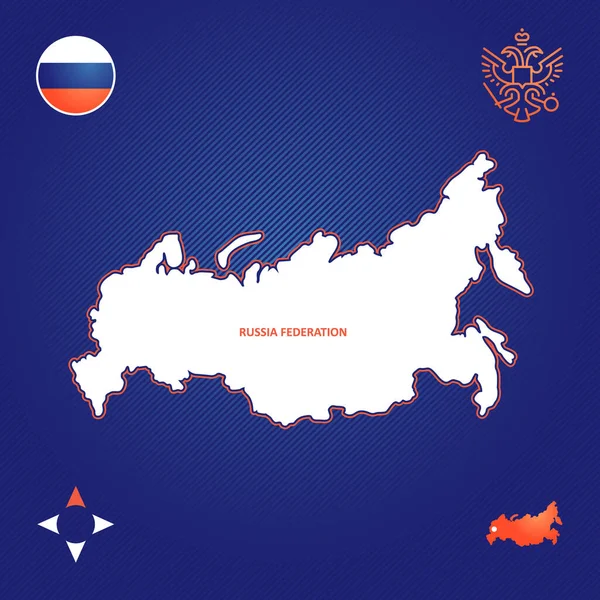 Flag Simple Map of Russia