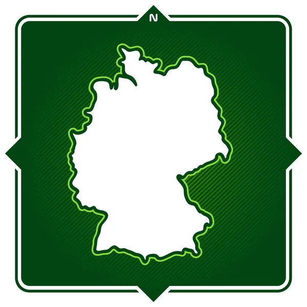 Peta Garis Luar Sederhana Dari Jerman Dengan Kompas - Stok Vektor