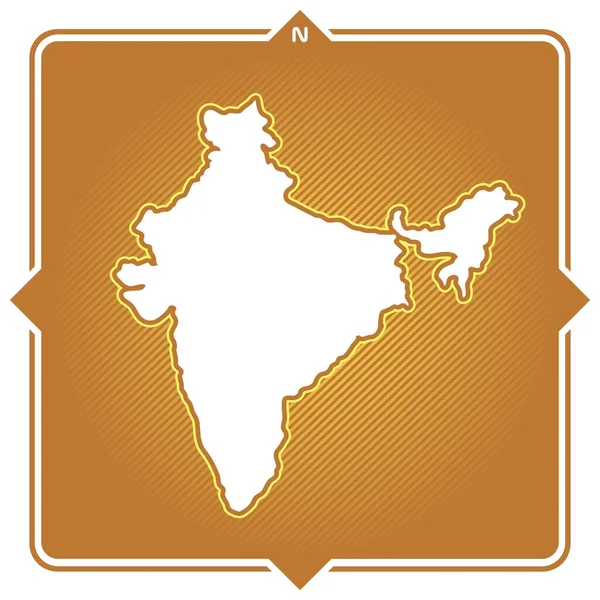 Egyszerű Vázlatos Térkép Indiáról Compákkal — Stock Vector