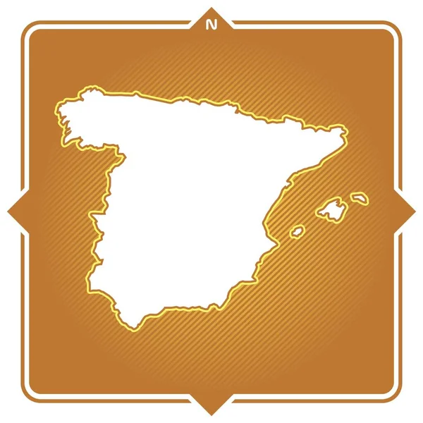 Απλός Χάρτης Περίγραμμα Της Ισπανίας Compas — Διανυσματικό Αρχείο