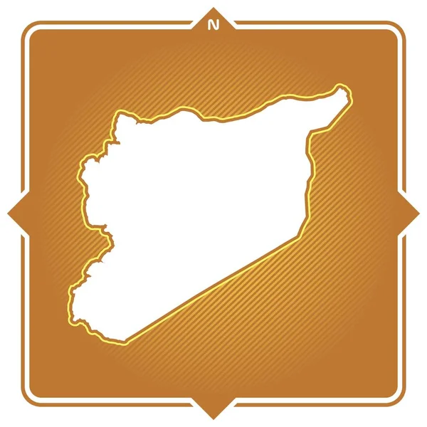 Jednoduchá Obrysová Mapa Sýrie Kompasy — Stockový vektor