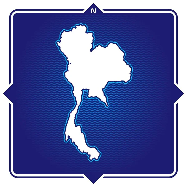 Απλός Χάρτης Περίγραμμα Της Ταϊλάνδης Compas — Διανυσματικό Αρχείο