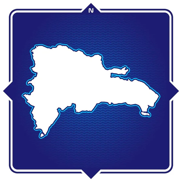 Απλός Χάρτης Περίγραμμα Της Δομινικανής Δημοκρατίας Compas — Διανυσματικό Αρχείο