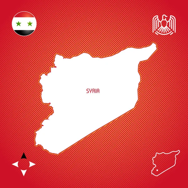 Mapa Sýrie Whith Národní Simbol — Stockový vektor