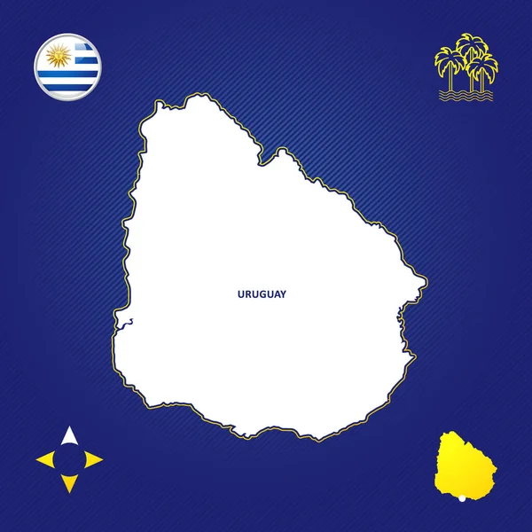 Απλός Χάρτης Περιγράμματος Της Ουρουγουάης — Διανυσματικό Αρχείο