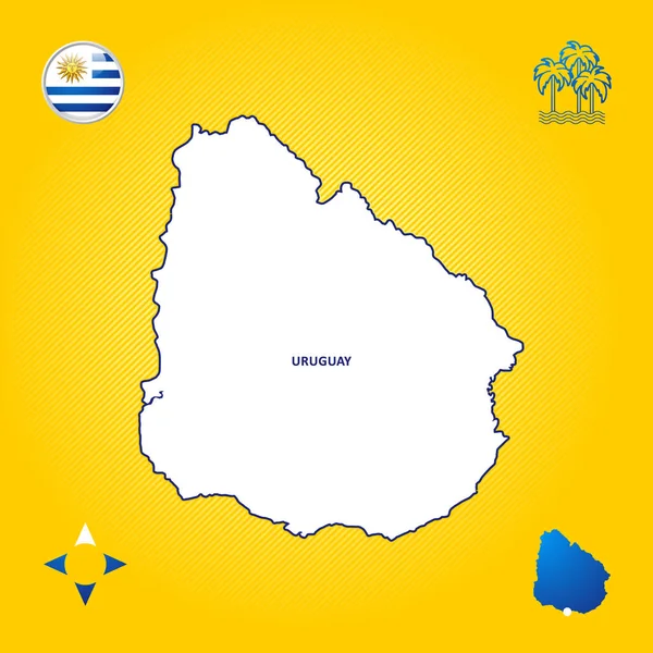 Απλός Χάρτης Περιγράμματος Της Ουρουγουάης — Διανυσματικό Αρχείο