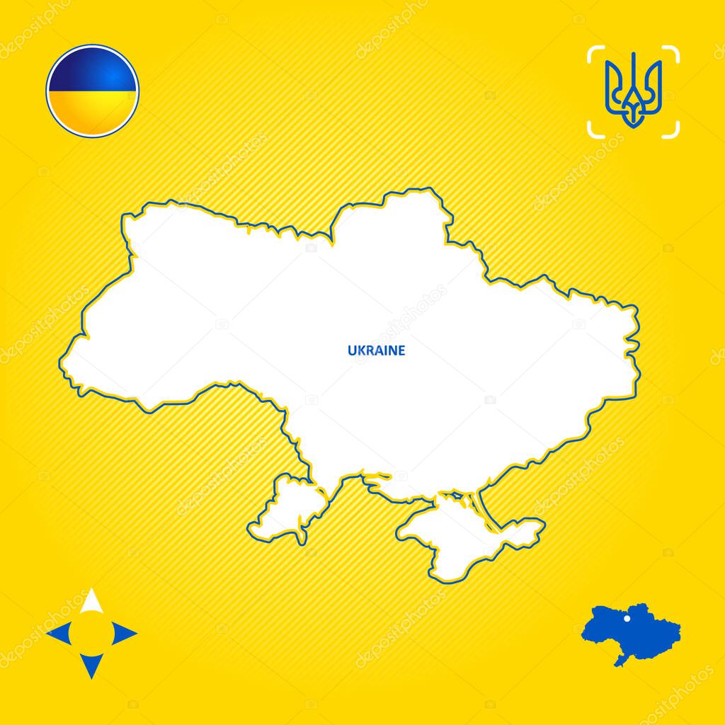 simple Map of Ukraine whith national simbol