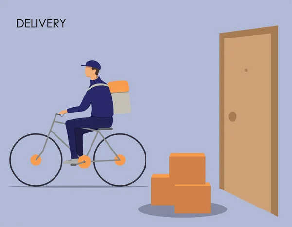 网上提供食物的概念 互联网上的食物秩序 骑单车送制服 派递单送到你家门口 — 图库矢量图片