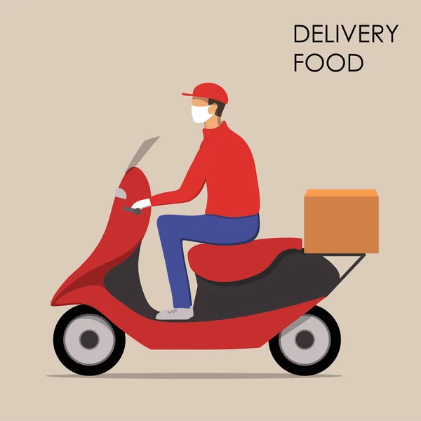 Online Food Delivery Concept Food Order Internet Courier Food Motorbike — Stock Vector